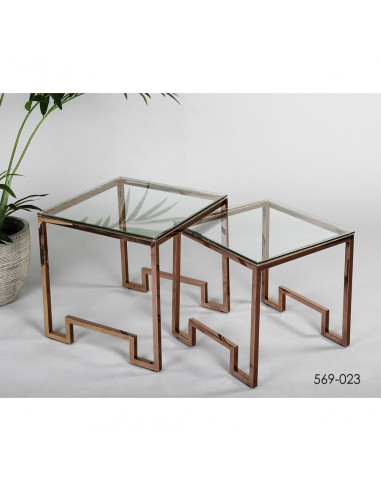 S/2 mesas Chicago oro rosado 45*45*45/50*50*50cms