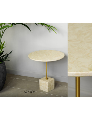Mesa velador mármol Querétaro blanca/dorada 50*50*51cms