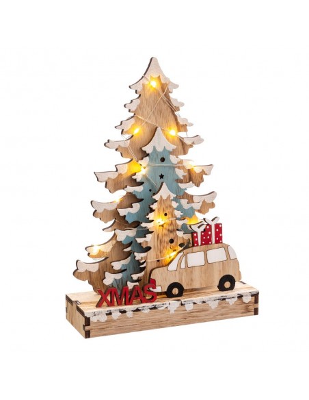 ÁRBOL PAPA NOEL CON LUZ MADERA 14 X 17 X 6 CM