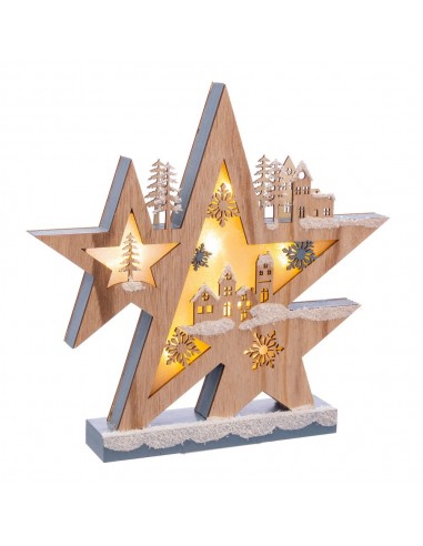 3 ESTRELLAS 7 LUCES MADERA 30 X 28,50 X 4,50 CM