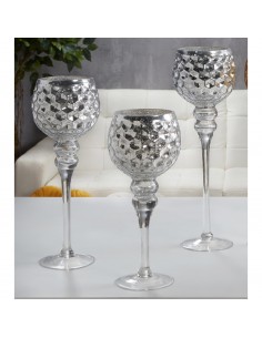 COPA VIDRIO HEXAGONOS PLATA 40 CMS. S/3