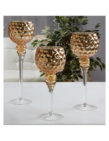 COPA VIDRIO HEXAGONOS ORO 40 CMS. S/3