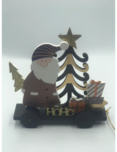 CARRITO ARBOL PAPA NOEL MADERA