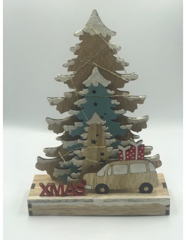 ÁRBOL PAPA NOEL CON LUZ MADERA 14 X 17 X 6 CM