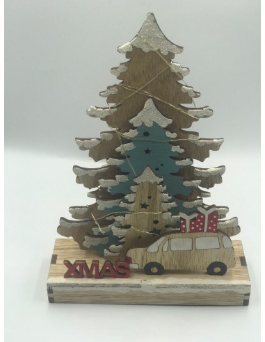 ÁRBOL PAPA NOEL CON LUZ MADERA 14 X 17 X 6 CM