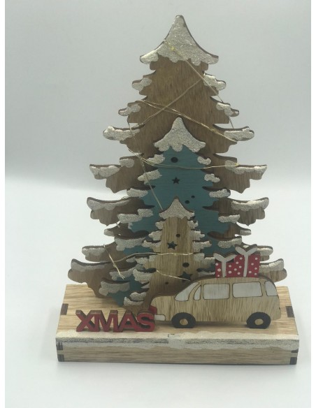 ÁRBOL PAPA NOEL CON LUZ MADERA 14 X 17 X 6 CM