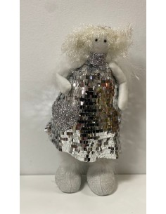 Figura angel plata/blanco 10*26cm