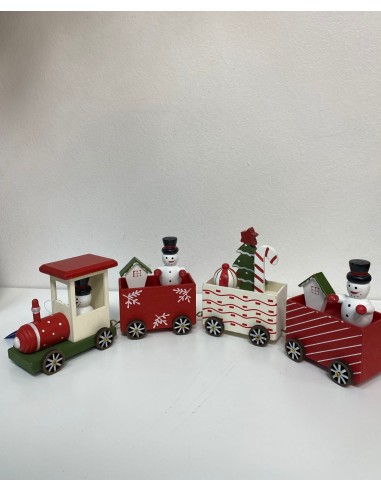 DECORACION MADERA TREN BLANCO/ROJO  35*5*10,5CM