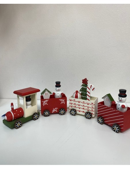 DECORACION MADERA TREN BLANCO/ROJO  35*5*10,5CM