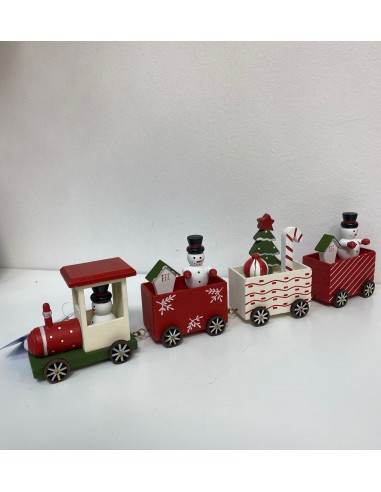 DECORACION MADERA TREN BLANCO/ROJO  35*5*10,5CM