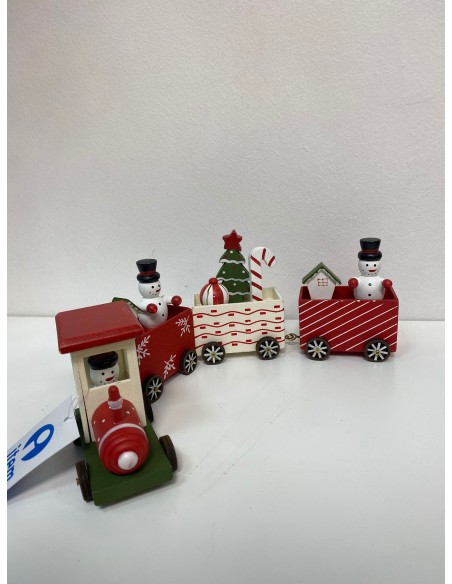 DECORACION MADERA TREN BLANCO/ROJO  35*5*10,5CM