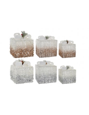 REGALO SET 3 LED ALGODON PLATA  25X25X25