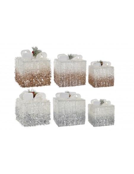 REGALO SET 3 LED ALGODON PLATA  25X25X25