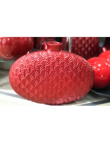 Jarrón rojo grabado 32*42cm