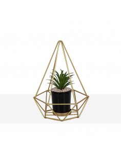 PIRAMIDE METAL DORADO C/PLANTA