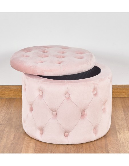 Puff 50*50 c/tapa rosa capitone redondo