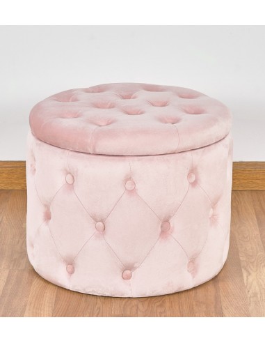 Puff 50*50 c/tapa rosa capitone redondo