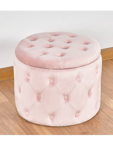 Puff 50*50 c/tapa rosa capitone redondo