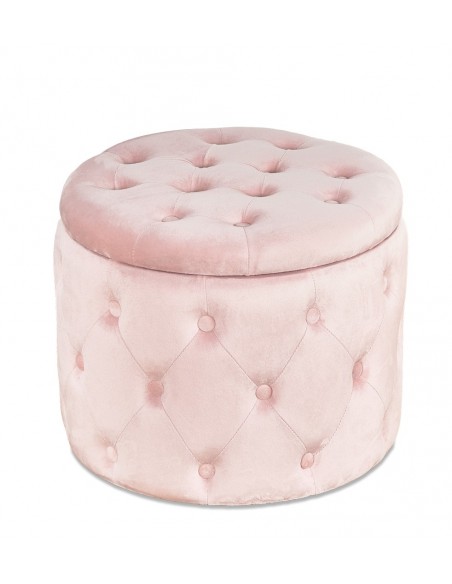 Puff 50*50 c/tapa rosa capitone redondo