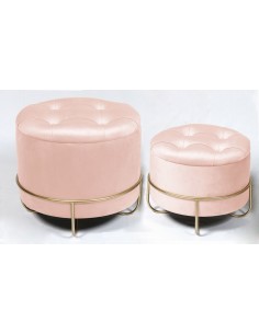 Puff rosa 40*34 almacenaje con metal terciopelo