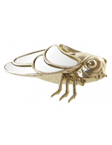 FIGURA RESINA ESPEJO 17X6X11,5 CIGARRA DORADO