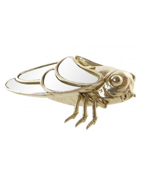 FIGURA RESINA ESPEJO 17X6X11,5 CIGARRA DORADO