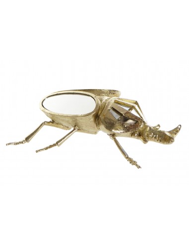 FIGURA RESINA ESPEJO 19X6,5X12 ESCARABAJO DORADO