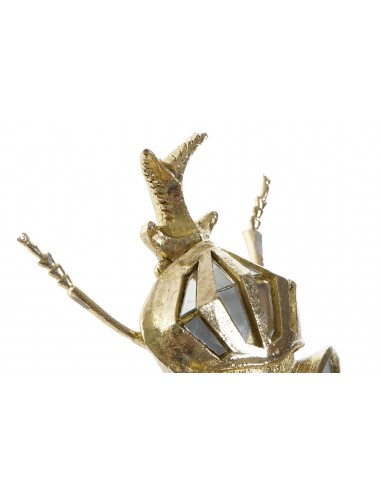 FIGURA RESINA ESPEJO 19X6,5X12 ESCARABAJO DORADO