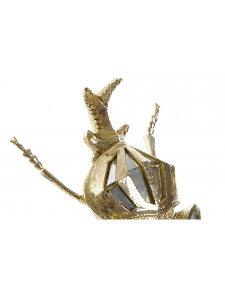 FIGURA RESINA ESPEJO 19X6,5X12 ESCARABAJO DORADO