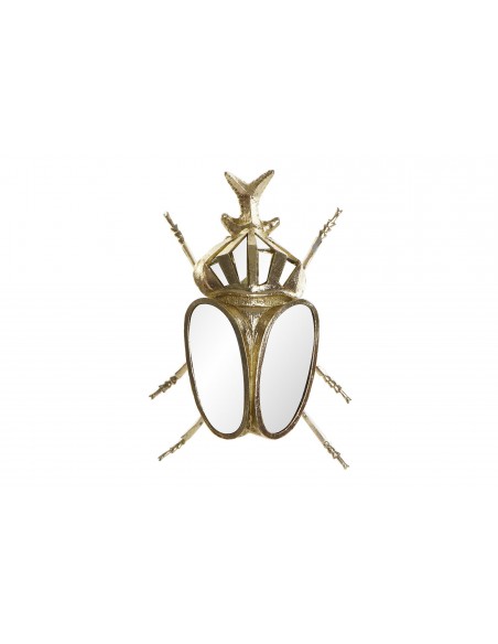 FIGURA RESINA ESPEJO 19X6,5X12 ESCARABAJO DORADO