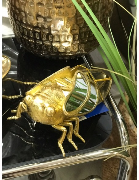 FIGURA RESINA ESPEJO 17X6X11,5 CIGARRA DORADO