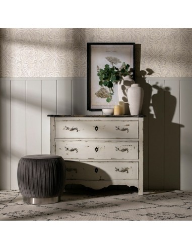 PUF TERCIOPELO GRIS TEJIDO-MADERA 43 X 43 X 42 CM