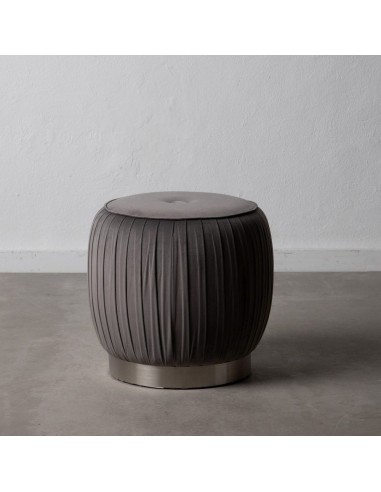 PUF TERCIOPELO GRIS TEJIDO-MADERA 43 X 43 X 42 CM
