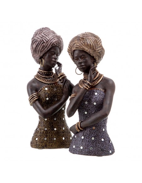 FIGURA AFRICANA 2/M RESINA DECORACIÓN 13 X 12 X 28 CM