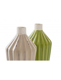 JARRON PORCELANA 12,5X12,5X23 ENVEJECIDO VERDE