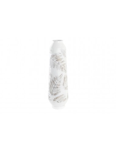 JARRON METAL 18X18X60 HOJAS BLANCO