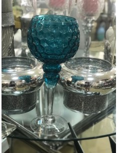 COPA VIDRIO HEXAGONOS AZUL 2