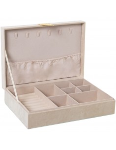 Caja Joyero Terciopelo Crema 28x20x7cm 2