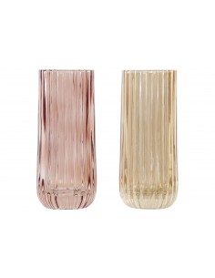 JARRON CRISTAL 11X11X27,5CM ROSA