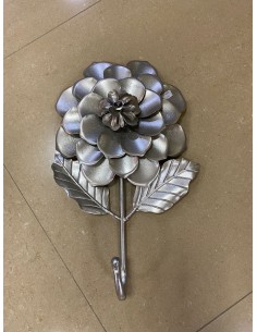 PERCHERO PARED FLOR  42*25 PLATA ENVEJECIDO