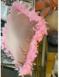 Cojín plumas rosa 45*45cm 2
