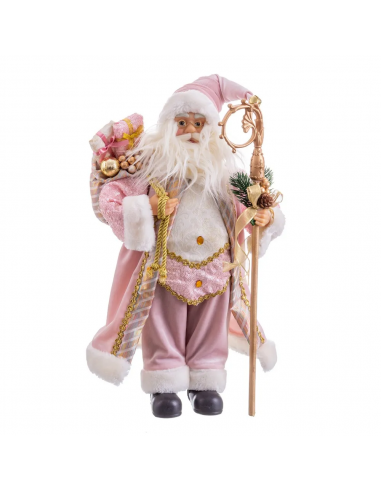 PAPA NOEL TEJIDO ROSA 45 CM