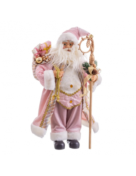 PAPA NOEL TEJIDO ROSA 45 CM