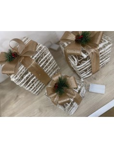 Set caja regalo navidad con led blanco y dorado 2