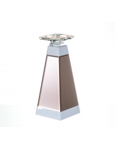 Candelero 12*29 pirámide dorado blanco cristal