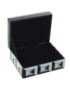 Joyero Cristal/madera Blanco/negro 16x12x7cm 2