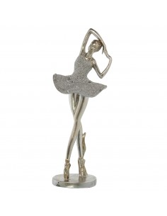 Figura Bailarina Resina Plateada C/brillos