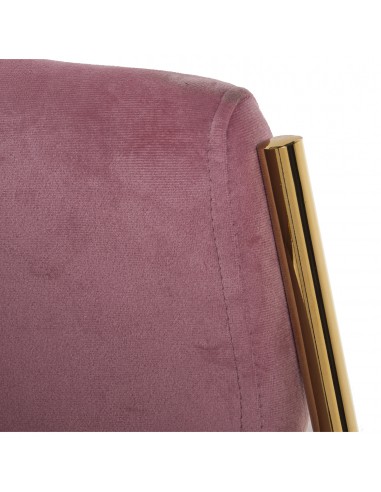 Silla Tapizado Terciopelo Rosa, Patas Metal Dorado