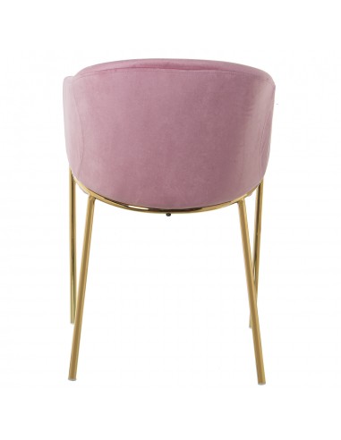 Silla Tapizado Terciopelo Rosa, Patas Metal Dorado