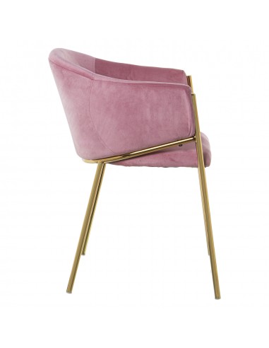 Silla Tapizado Terciopelo Rosa, Patas Metal Dorado